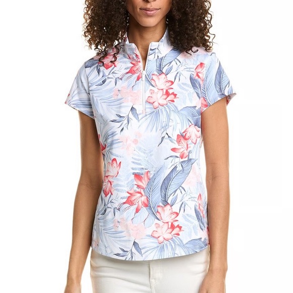 Tommy Bahama Aubrey IslandZone Mock Top Large White Women’s Zip Neck - Picture 7 of 7